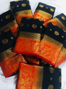 Sari en soie Kanchipuram indien dernier concepteur fête Festival femmes portent soie douce Banarasi Saree en soie avec chemisier coloré pièce vêtement - Product Image 6