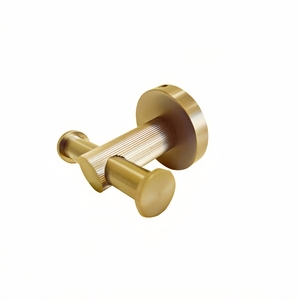 Contemporary Brass Robe <b>Hook</b> with Knurled Texture 2 <b>Hooks</b> Wall-Mounted Anti-Corrosion for Modern Hotel Bedrooms Luxury <b>Bathrooms</b> - Product Image 2