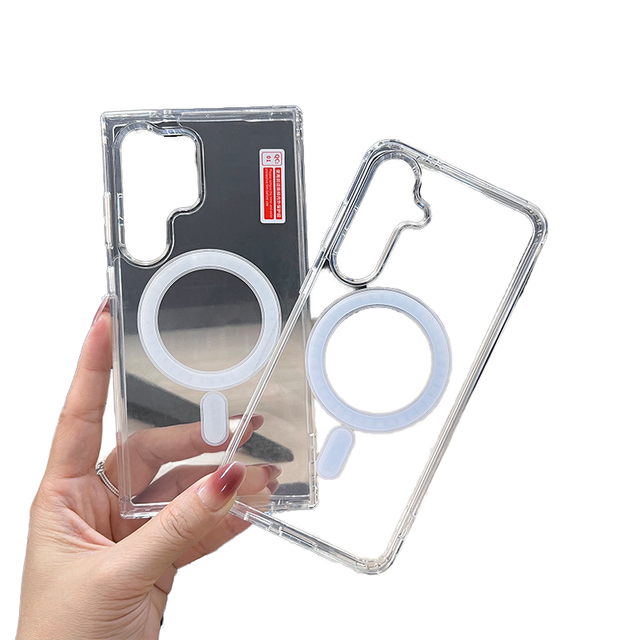 Luxury Design Magnetic TPU Shockproof Clear Phone Case for S24