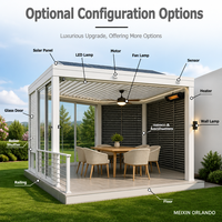 Pergola motorisée à lames en verre trempé, toit rétractable imperméable, moderne, pour villa, patio extérieur, jardin, cour, bioclimatique