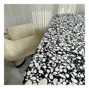 Table basse moderne nordique de luxe en <span class=keywords><strong>terrazzo</strong></span> <span class=keywords><strong>blanc</strong></span> <span class=keywords><strong>et</strong></span> <span class=keywords><strong>noir</strong></span>, forme ovale, table en <span class=keywords><strong>terrazzo</strong></span>, table à manger ovale en marbre - Product Image 5