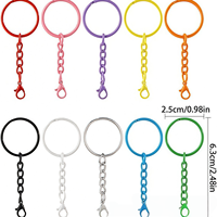 Porte-clés tendance multicolore, anneaux ronds avec fermoir chaîne pour breloques de sac DIY, accessoires de porte-clés et cordons