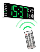 Grande télécommande numérique LED 13 ''Design moderne forme carrée 30mm d'épaisseur plaque horloge murale pour enfants multifonctionnelle