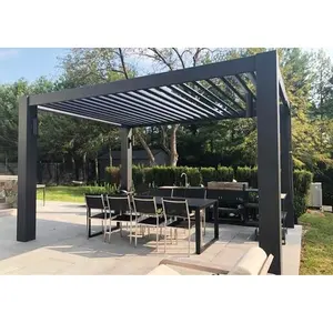 Nhôm Hiện Đại Ngoài Trời Ống Vuông Pergola Bioclimatique Gazebo Điện Jardin Thổ Nhĩ Kỳ