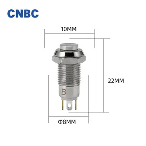 8mm 미니 조명 순간 nc led 금속 푸시 버튼 스위치 4 핀