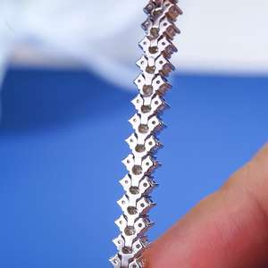 Pulsera de tenis al por mayor en stock, de Plata de ley 925, con incrustaciones de Moissanita y diseño de racimo de diamantes cuadrado, Joyería Hip Hop - Product Image 3