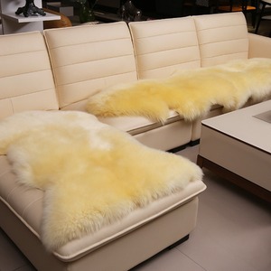 Alfombra de piel de oveja ovalada blanca lavable para sala de estar, dormitorio, entrada - Product Image 4