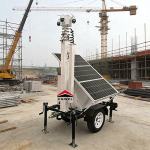 Remolque de Seguridad Solar con 3 Paneles <span class=keywords><strong>Solares</strong></span> de 100W, Remolque Móvil con Cámara Solar CCTV para Vigilancia de Fábrica - Product Image 3