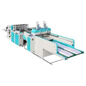 เครื่องผลิตถุงหิ้วพลาสติกแบบเสื้อยืดสำหรับใช้ในครัวเรือนและซูเปอร์มาร์เก็ต แบบอัตโนมัติเต็มรูปแบบ 2 สายการผลิต - Product Image 2