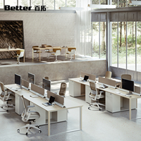 Poste de travail de bureau moderne et minimaliste avec panneau acoustique d'intimité, bureau élégant pour personnel avec gestion des câbles pour espaces de bureau ouverts