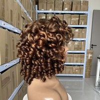 Perruque Bob en cheveux humains 100% naturels, fabriquée à la machine, avec cuticules alignées, cheveux brésiliens, sans fermeture, perruque bouclée effet ressort, ondulations élastiques