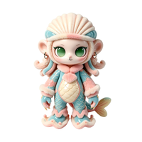 Figurine de collection sirène singe en PVC, fabrication OEM en usine chinoise, avec chapeau coquillage et finition floquée, personnalisation du logo et de l'emballage