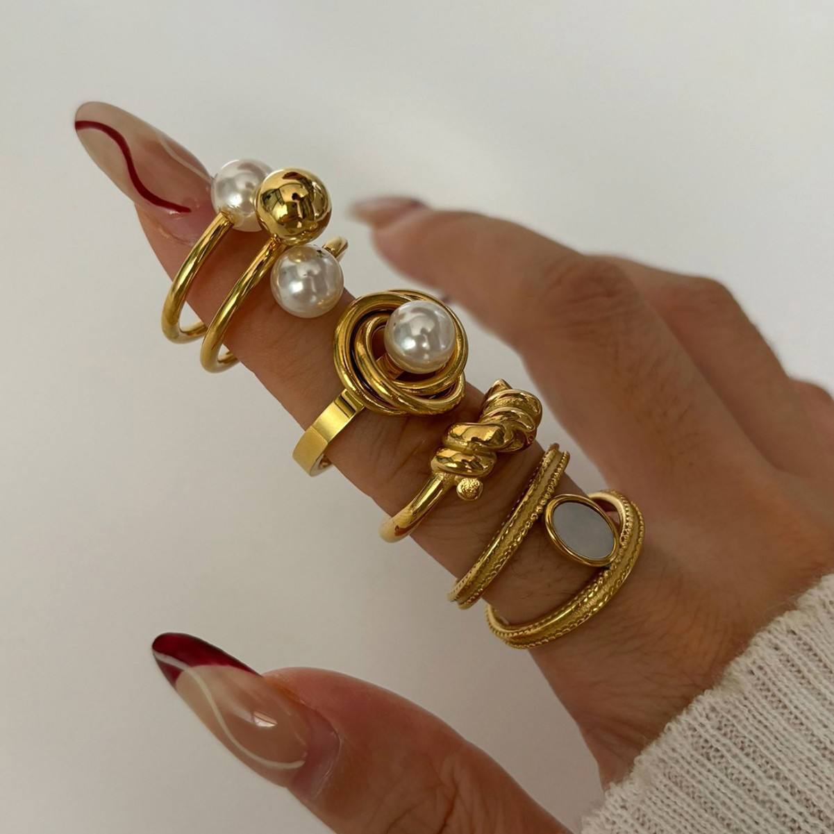 Anillo de acero inoxidable para mujer, joyería de moda de lujo