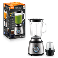RAF R.2895 Blender Rumah Tangga Kecepatan Tinggi 2-in-1 dengan Wadah Kaca, Pembuat Smoothie dan Penggiling Kering untuk Dapur Rumah