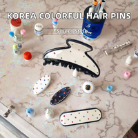 Lot de pinces à cheveux coréennes scintillantes pour filles, design géométrique coloré et élégant en acétate lisse avec strass