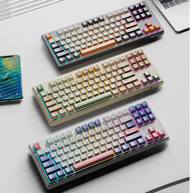Shiny Silver Fox K60 Wired Mechanical Keyboard 87 Keys Rainbow Backlighting Gaming Office Home Use