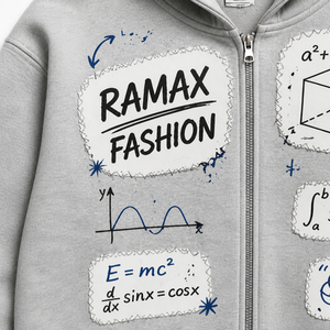 Sweat à capuche zippé RAMAX FASHION pour homme, coupe courte, polaire premium, décontracté, pour l'automne, imprimé motif mathématique, écologique - Product Image 3