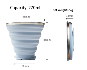 270ml Collapsible Silicone Folding <b>Cup</b> Expandable Portable Mugs for Travel Camping Hiking Classic Design <b>Reusable</b> Tea <b>Cup</b> - Product Image 2