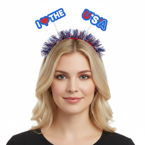 ที่คาดผม Xieli I <span class=keywords><strong>Love</strong></span> the USA ลายธงชาติ สำหรับวันชาติสหรัฐอเมริกา 4 กรกฎาคม สีแดง ขาว น้ำเงิน ของชำร่วยงานปาร์ตี้ - Product Image 2