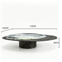 Table basse contemporaine en marbre Dream Home avec bord irrégulier et veinage de jade naturel, style offset encastré
