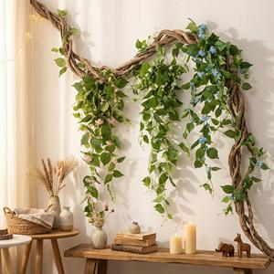 4 pieds de lianes vertes artificielles à 7 brins, feuilles de patate suspendues, pour la maison, le jardin, la décoration murale extérieure, couverture végétale, décoration de fête jungle - Product Image 3