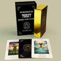 Cartes de tarot personnalisées avec estampage à chaud CMYK 4 couleurs, boîte de style livre |   Jeu de tarot personnalisé de qualité supérieure avec bordure dorée, écologique et durable