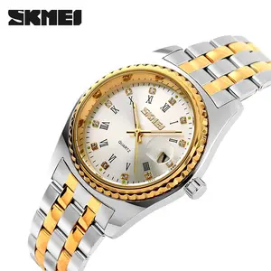 Skmei 9098 Jam Tangan Kuarsa Movt Jepang Stainless Steel Mewah Merek Top Warna-warni