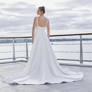 Elegante Vestido de Mujer para Bodas Reales 2026 Estilo Moderno Mangas Princesa Drapeado Antiestático Venta en Línea Vestido <span class=keywords><strong>Civil</strong></span> - Product Image 4