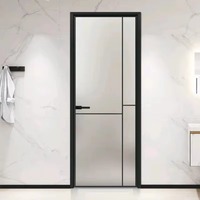 Porte battante en aluminium et verre pour commerce, porte d'entrée double à la française moderne pour vitrine