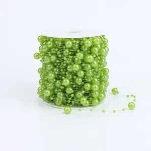 30m Transparent Green Fishing Line Artificial Pearls String Beads Chain Garland Flowers Wedding Party Decoration