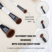 Daily Queen & Mario 16 en 8 Black Dual White Corn Hair Portable Travel Double End Powder Foundation Eyeshadow Makeup Brush Set