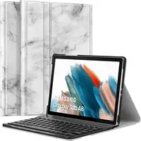 MoKo Wake Casing Penutup Tablet PU, Sarung HP dengan Keyboard Nirkabel Bluetooth Dapat Dilepas Cocok untuk Samsung Galaxy Tab A8 10.5 Inci 2022