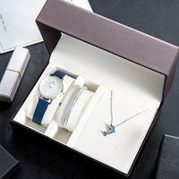 Ensemble cadeau de montre et de bijoux pour femmes en 5 pièces, style tendance en alliage, heure mondiale, étanche, couleur résistante, élégant, boîte cadeau de luxe