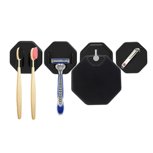 OEM/ODM Integrated Silicone Bathroom <b>Hooks</b> - Silicone <b>Wall</b>-mounted <b>Hooks</b> for Toothbrush Silicone <b>Hook</b> Set of Four Pieces - Product Image 1