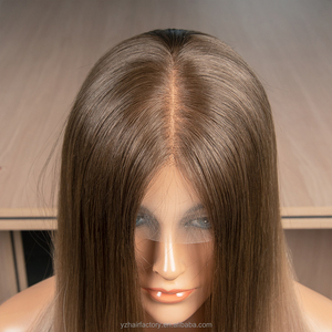 Perruques juives en dentelle HD en stock, couleur balayage avec mèches, cheveux humains à cuticules intactes, pour femmes blanches - Product Image 1