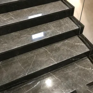 Popüler lüks taş bulgar gri mermer merdiven adım kiremit, gri mermer beyaz damarlar ile merdiven