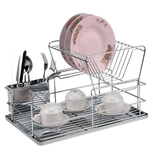Égouttoir à vaisselle à 2 niveaux en <span class=keywords><strong>fil</strong></span> antirouille Planches d'égouttage de cuisine en acier inoxydable Séchoir à vaisselle à double couche pour la cuisine - Product Image 2