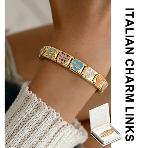 Fashion Italian Charm <b>Bracelet</b> <b>Crystal</b> Rhinestone Geometric Gold Plated Men's Gift - Product Image 3