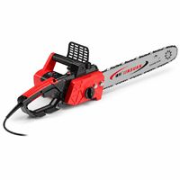 Tronçonneuse électrique filaire rouge portative avec garde avant pour la coupe du bois de jardin et du bois de chauffage