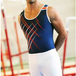 wholesale printed shiny teen gymnastics clothes competition leotards wear for boy men