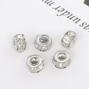 12mm 15mm DIY joyería Metal agujero grande cuentas diamantes de imitación Junta hueca cuentas listas - Product Image 5