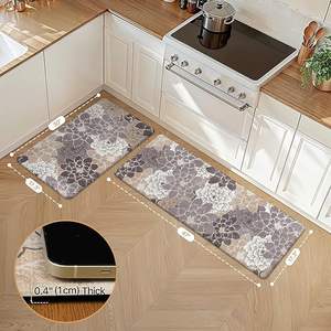Alfombras <span class=keywords><strong>de</strong></span> Cocina, Alfombras Antideslizantes, Lavables, Impermeables, Acolchadas, Antifatiga, Alfombra <span class=keywords><strong>de</strong></span> Corredor Floral para Lavandería, Fregadero, Oficina - Product Image 3