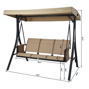 Industrieller Metall-Gartenschaukelstuhl in Beige, Hochwertige Outdoor-Hängemöbel für Park und Hotel, Modernes Design - Product Image 6