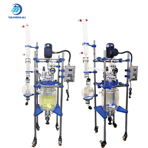 Yangmai 20L 氯化硼玻璃双层夹套圆柱形环保型精确控温反应釜 - Product Image 1