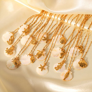 Collar de Concha Marina con Baño de Oro PVD de 14k/18k sobre Base de Acero Inoxidable 316L, Resistente al Agua y al Deslustre, para Mujer - Product Image 3