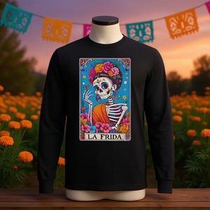 T-shirt à manches longues avec motif de crâne La Frida Dia De Los Muertos, design Halloween Day Of Dead - Product Image 3