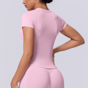 New Cross-border European American Seamless Solid Color Tight-fitting High-elastic Breathable Short Sleeve <strong>T</strong>-<strong>shirt</strong> <strong>for</strong> <strong>Adults</strong> - Product Image 4