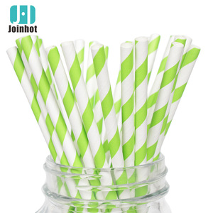 Joinhot Striped Paper Straws Lime Green Disposable Biodegradable Party Cocktail Straws - Product Image 1
