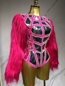 Velours bulle manches miroir Muscle body discothèque scène spectacle Catsuit danse tenue armure Style Bar femme robe de soirée - Product Image 6