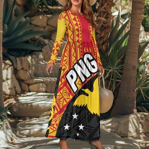 2025 nouvelle papouasie nouvelle guinée imprimer robe femmes été à manches longues poche polynésien <span class=keywords><strong>Totem</strong></span> imprimer genou longueur jupe vêtements - Product Image 1